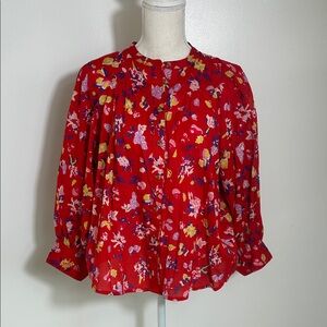 Anthropologie Maeve Floral Red Women's Top Medium